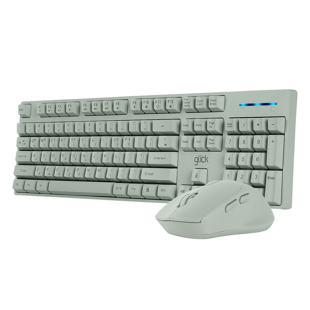 지클릭커 오피스프로 WMK60 스탠다드 M 무선 키보드 인체 공학 무소음 마우스 키스킨 포함 세트 그린 - 상세 이미지 3