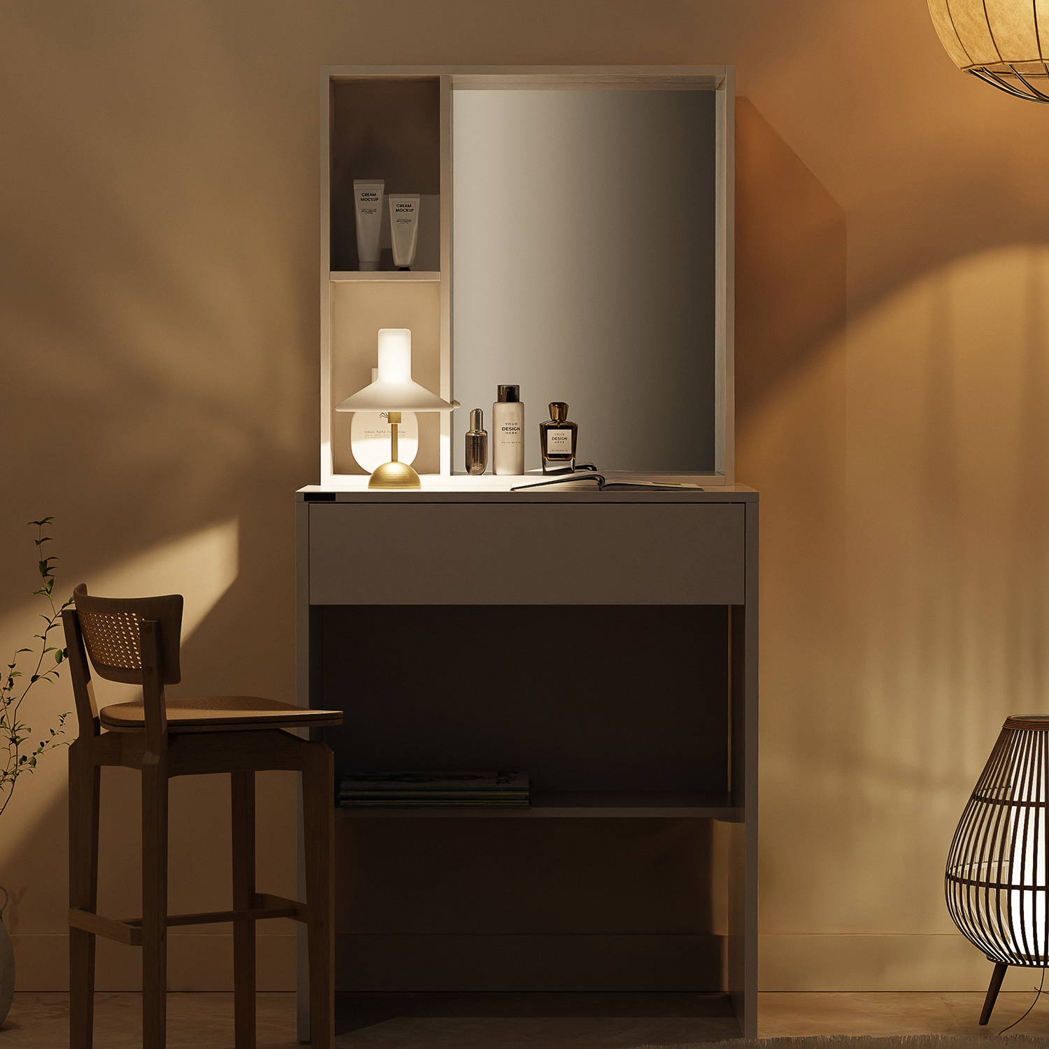 서랍형 화장대 서랍장 수납형 화장대 겸 책상 수납 화장대 600