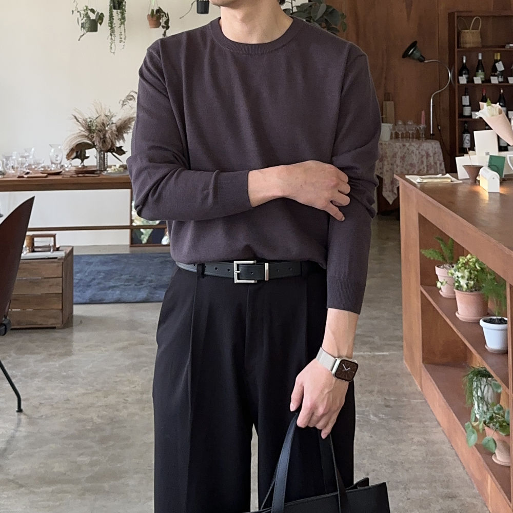 남자 니트 캐시미어 라운드 정장 라운드 니트 남자 스웨터 이미지 4