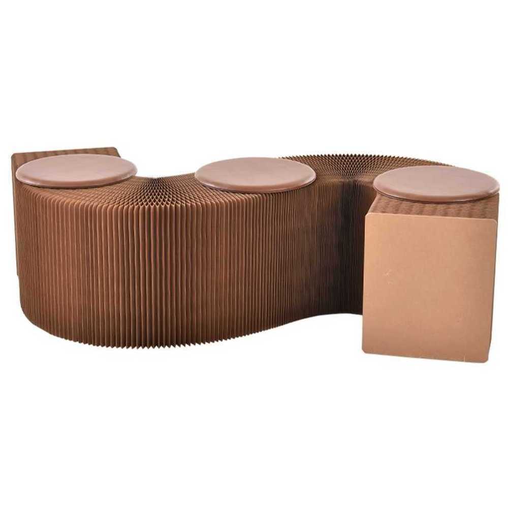 골판지 의자 접이식 오르간 아코디언 S형 거실 다이닝 160x40x30cm - 상품 이미지
