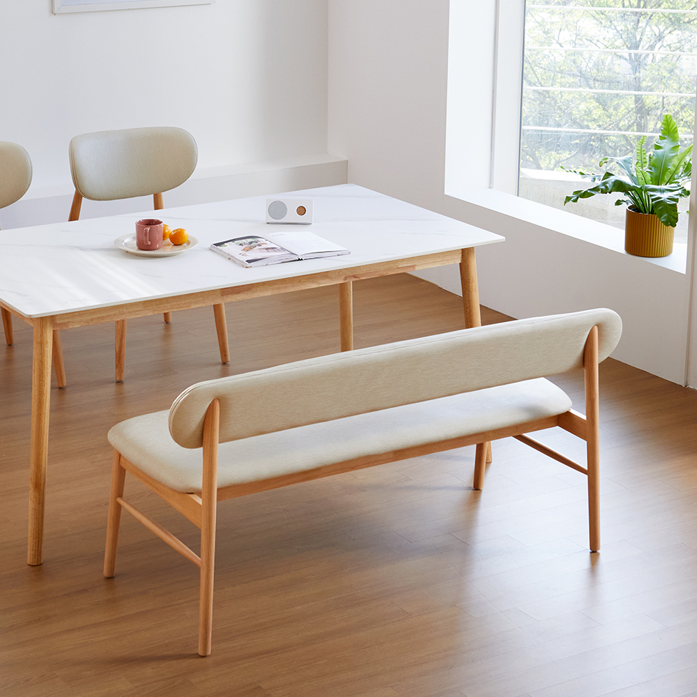 베스트리빙 오슬로 등받이 가죽타입 인테리어 3인 벤치 의자