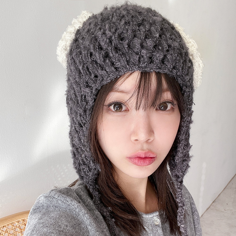 강아지 털 니트 귀달이 방한모자 동물 귀도리 군밤모자 이미지 8