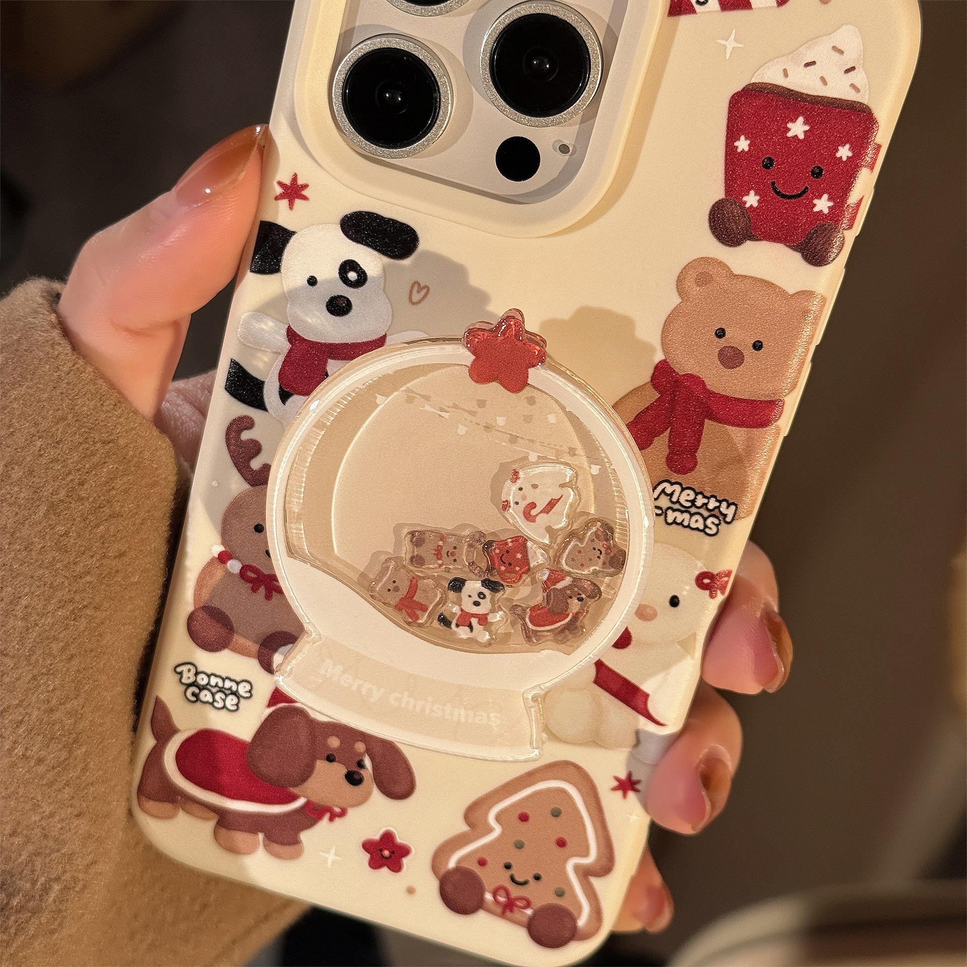 [4Style] 크리스마스 스노우볼 캐릭터 스마트톡 홀더 iPhone16 아이폰15 Pro Max 14 Pro Max 13 휴대폰 케이스 - 상세 이미지 3