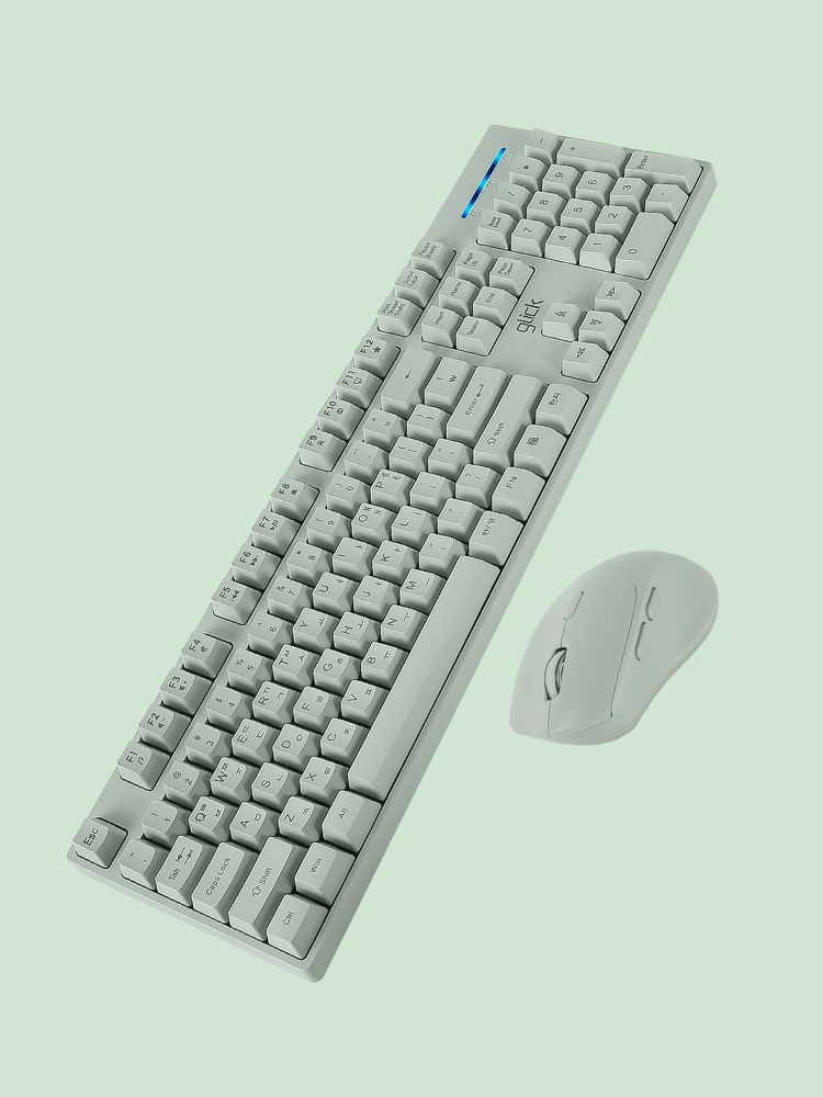 지클릭커 오피스프로 WMK60 스탠다드 M 무선 키보드 인체 공학 무소음 마우스 키스킨 포함 세트 그린