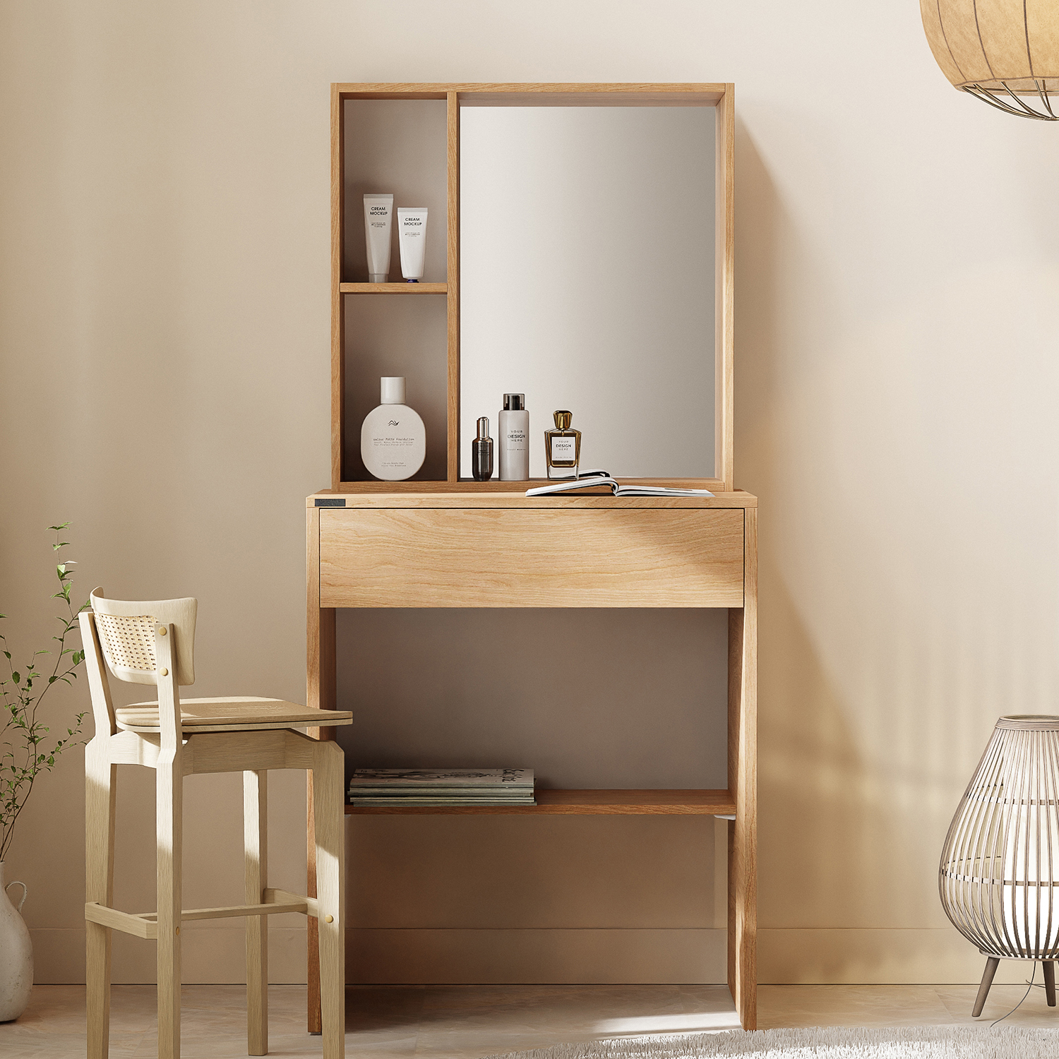 서랍형 화장대 서랍장 수납형 화장대 겸 책상 수납 화장대 600