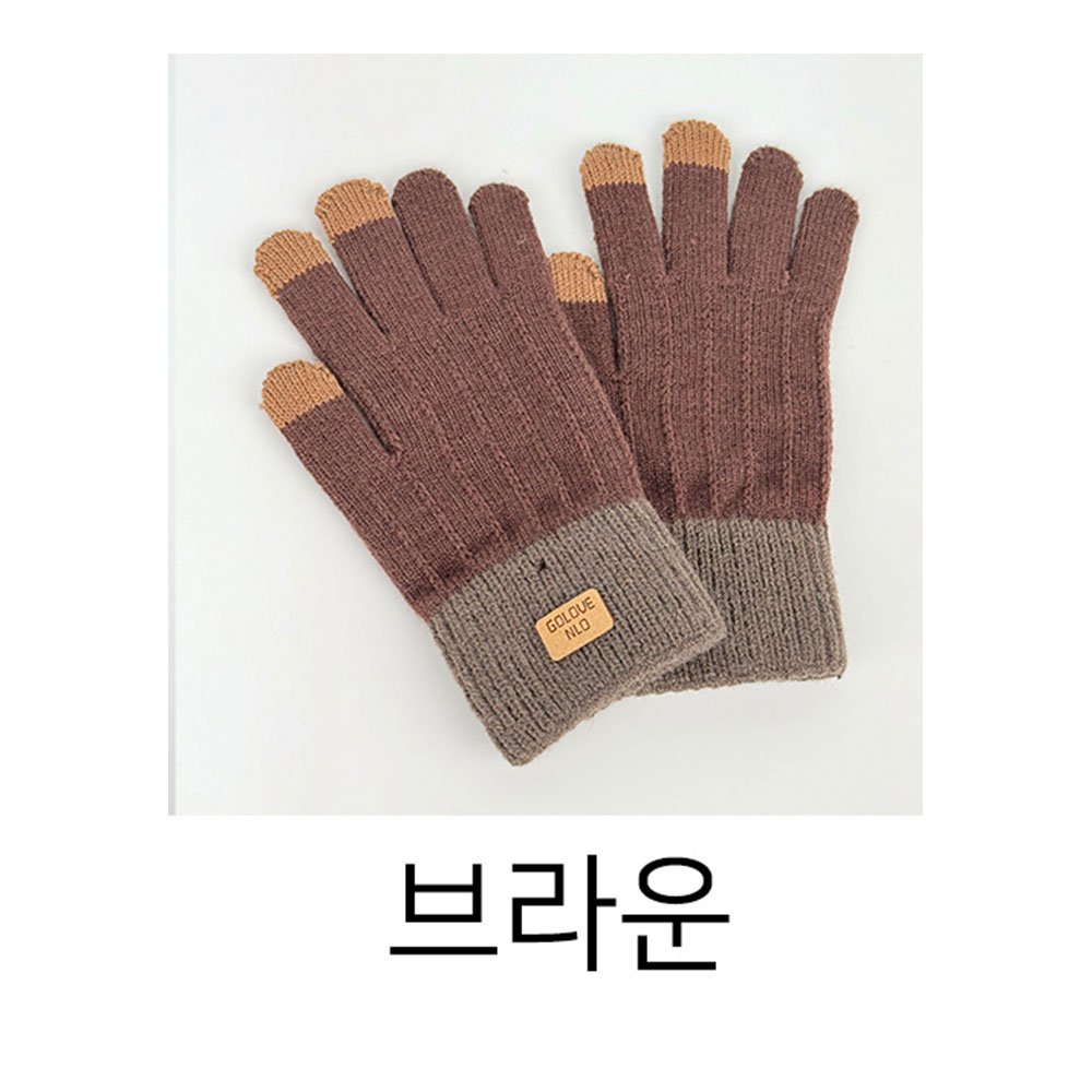 여자겨울장갑 스마트폰 터치장갑 투톤 손목긴 니트 장갑 - 상세 이미지 5