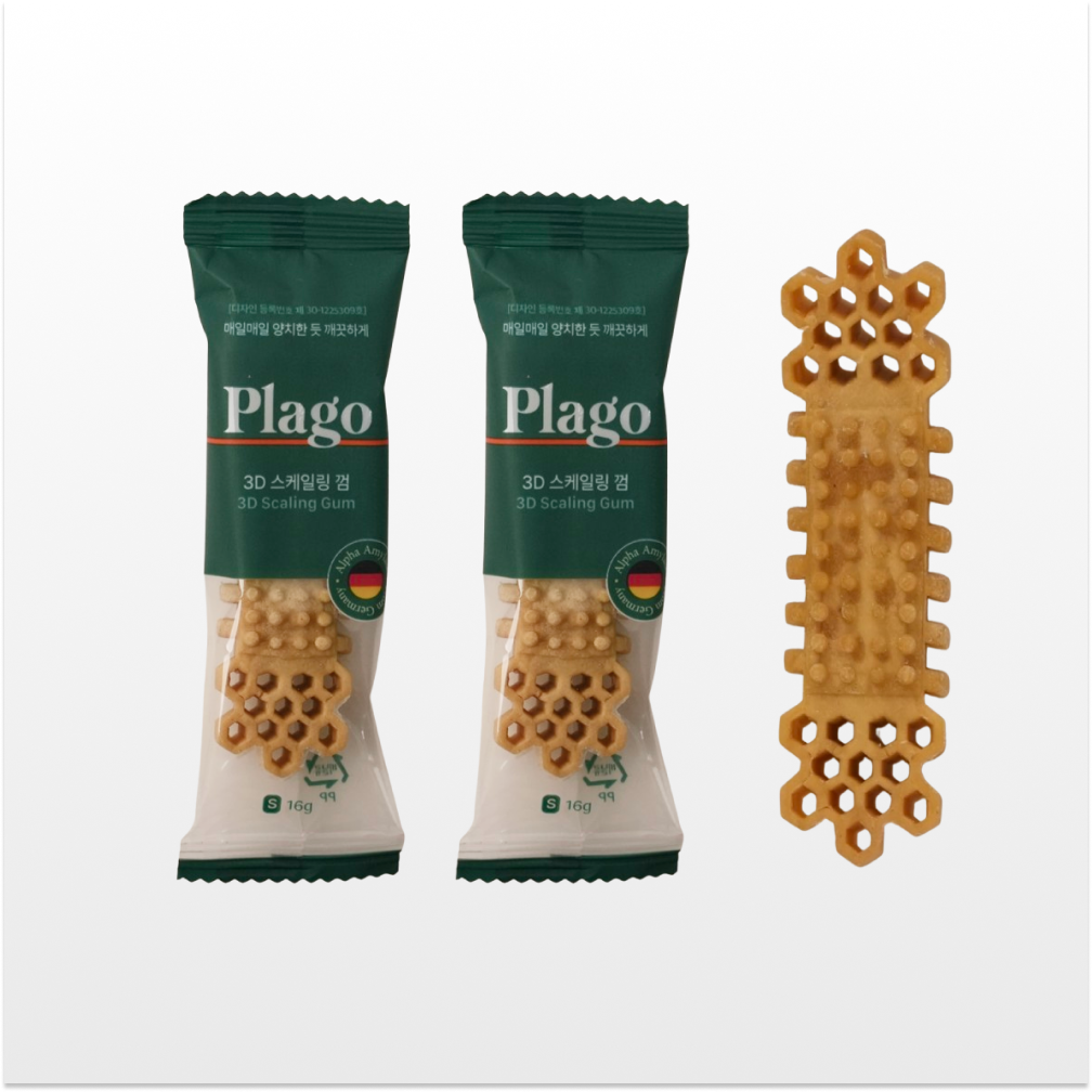 플라고 강아지덴탈껌 양치 치석 입냄새 제거 3D 스케일링껌 오리지널 7개입 1+1