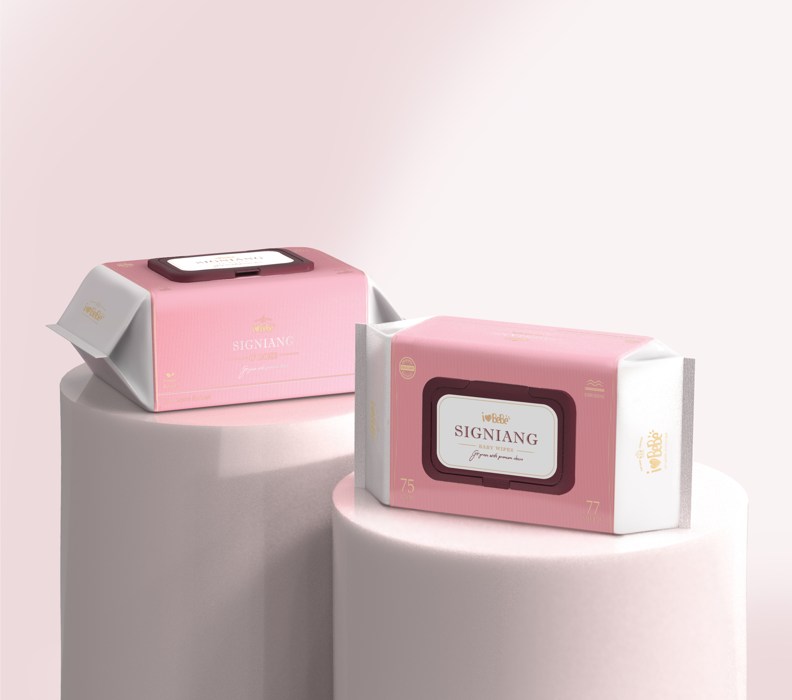 아이러브베베 시그니앙 오로즈 아기물티슈 캡형 20팩 77매 75g 고평량 도톰한 엠보