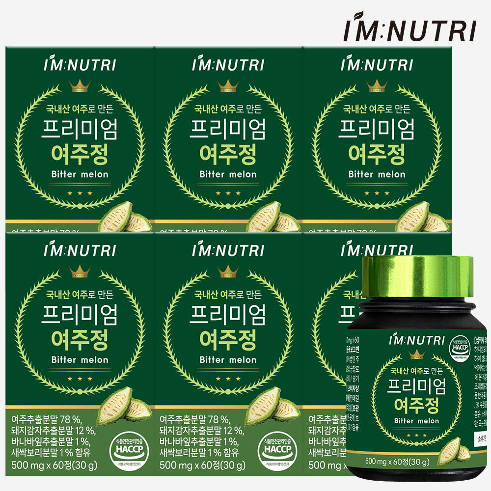 아임뉴트리 프리미엄 여주정 여주환 국내산 여주 돼지감자 바나바잎 추출분말 60정, 6개