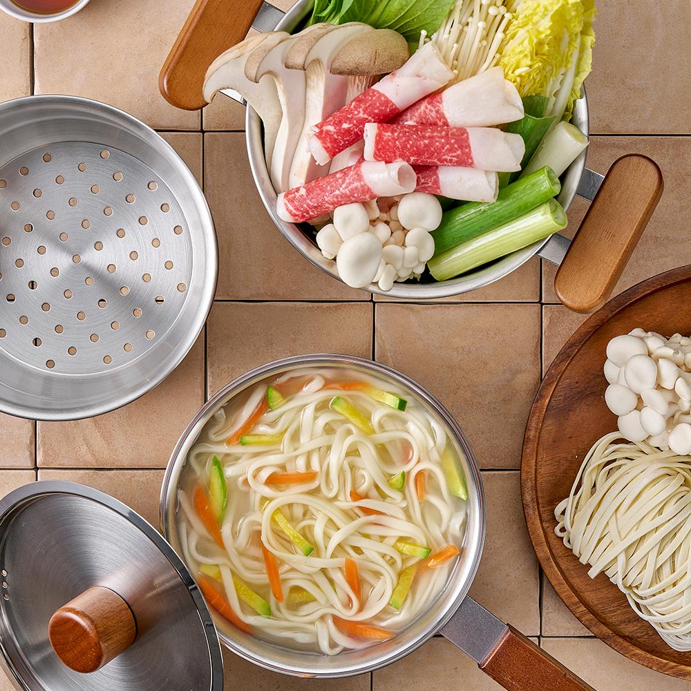 에비히슈테른 레카 우드핸들 통삼중 미니찜냄비