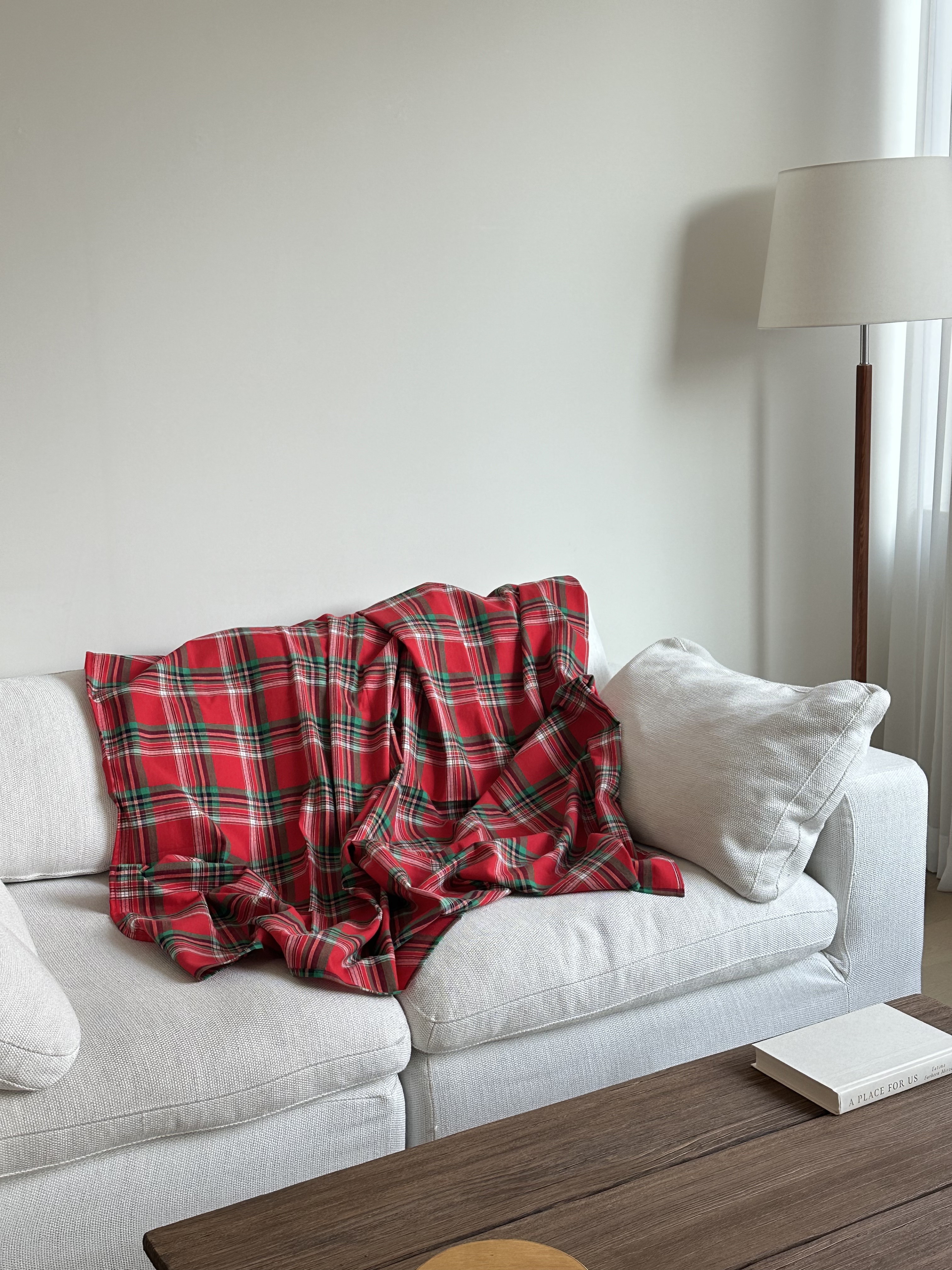 (광목파우치증정)노엘 크리스마스 테이블보 헤링본 기모 타탄체크 식탁보 덮개 캠핑