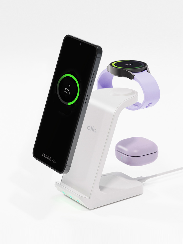 알로코리아 3in1 프로 갤럭시 아이폰 올인원 고속 무선 충전기 UC320WA