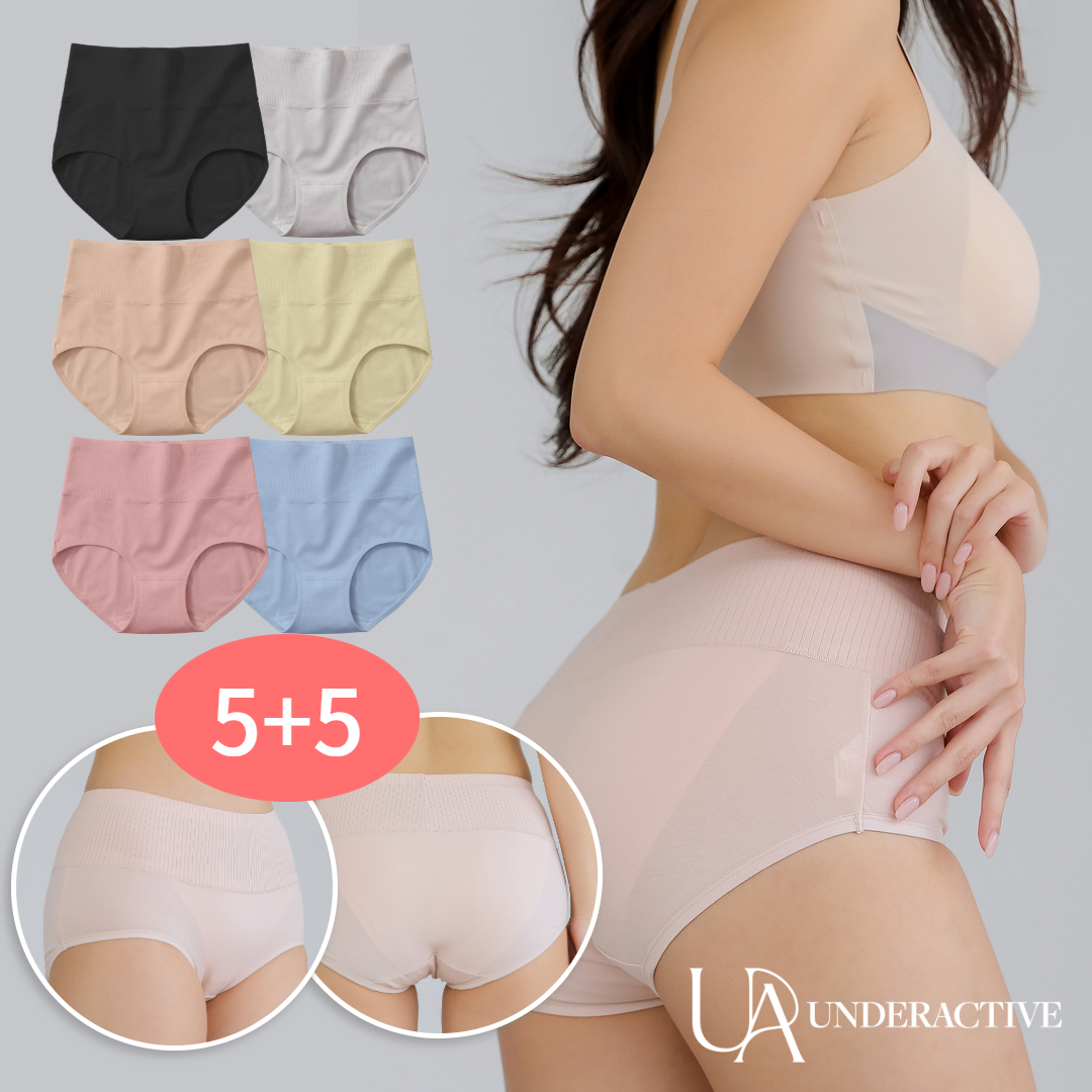 5+5 여성 팬티 면 순면 하이웨스트 복부 편한 속옷 요일 맥시 질염 예방 - 상품 이미지