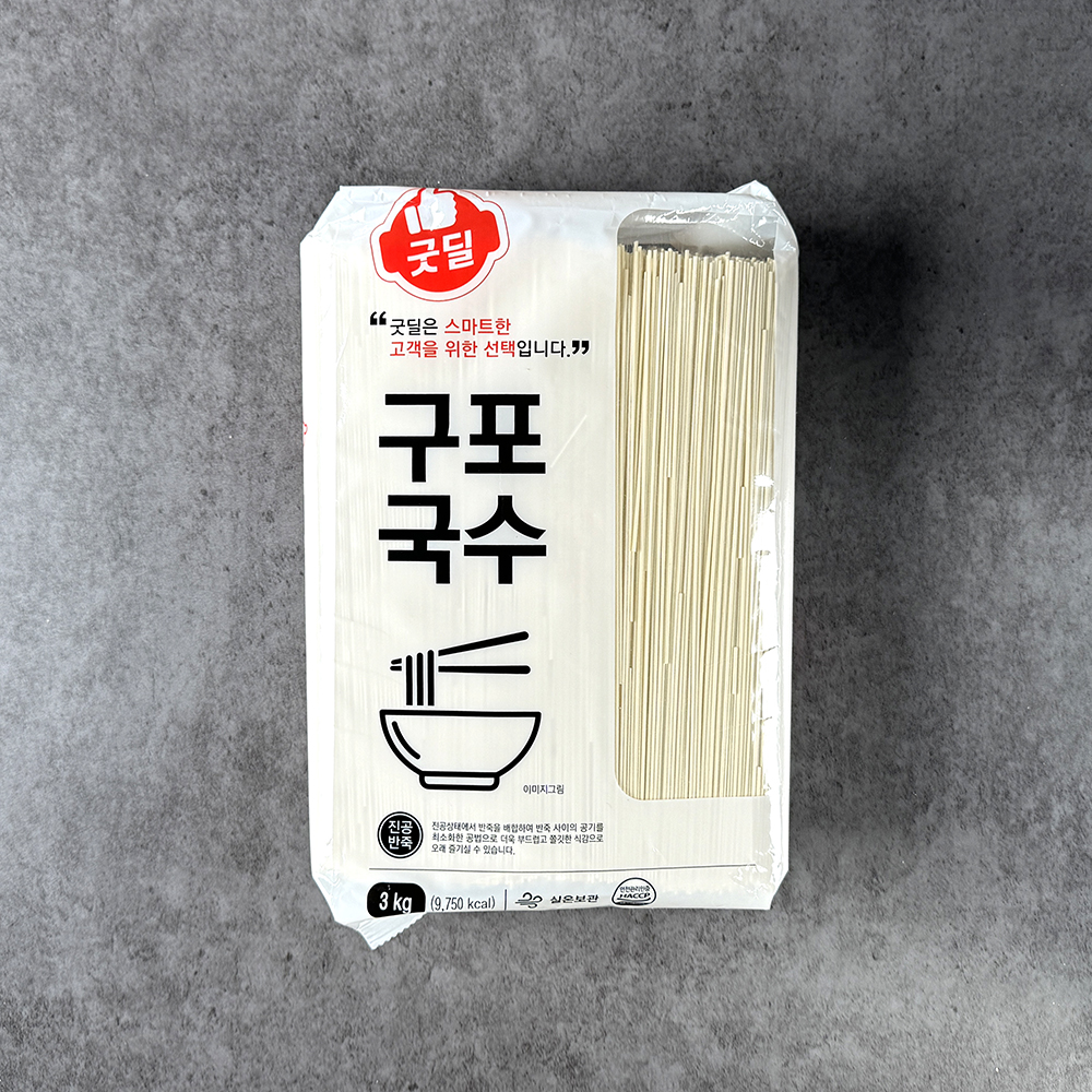 굿딜 쫄깃 국수면 구포국수 잔치국수 3kg, 1개 - 상품 이미지