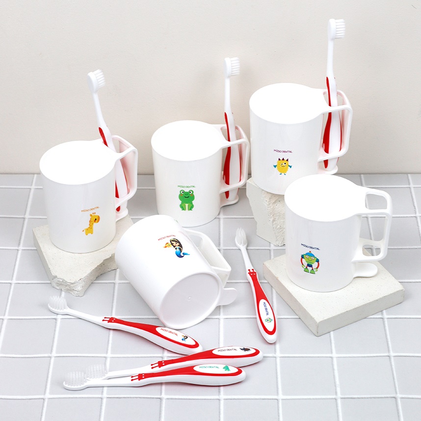 미소덴탈 캐릭터 양치컵+칫솔세트,어린이 양치컵 세트, 유아 아동 어린이집 유치원 초등학생