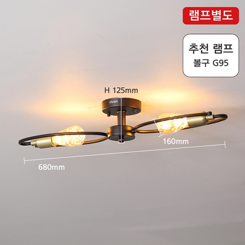 LED방등 LED전등교체 거실LED등 직부등 2등 블랙 17825-2 - 상세 이미지 3