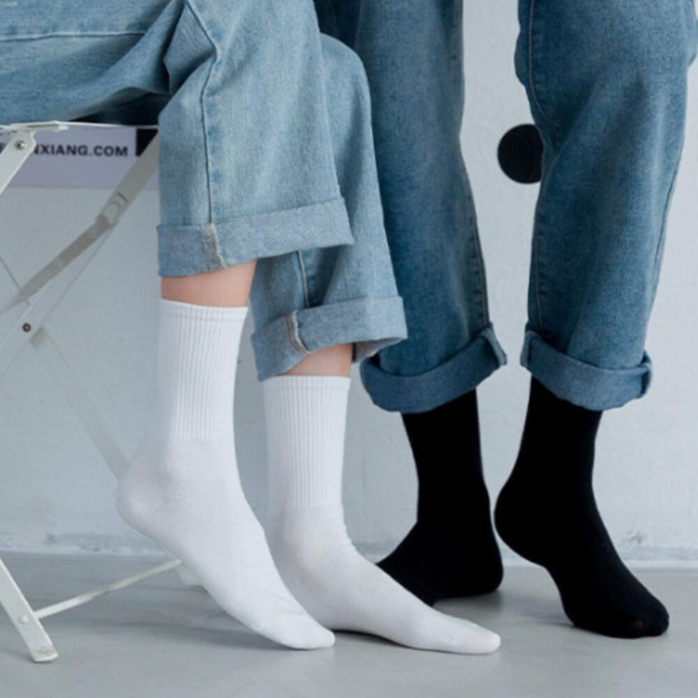 학생무지양말 중목 교복양말 흰색 검정 - 메인 이미지