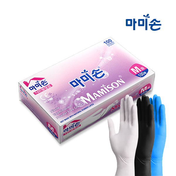 마미손 니트릴 장갑 100매 식품용 일회용 요리 장갑 XL(특대형), 블랙, 1개 - 상품 이미지
