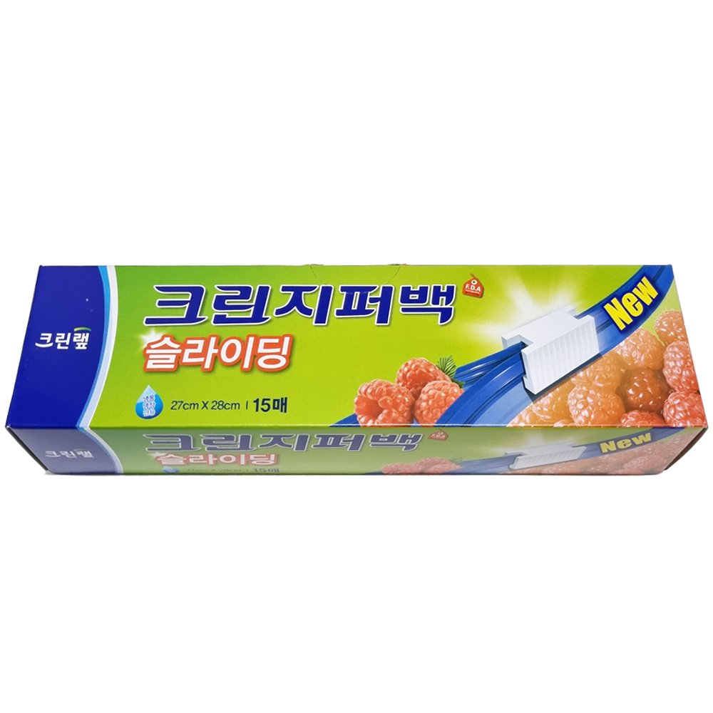 크린랲 크린 슬라이딩 지퍼백 슬라이드 대 27cm x 28cm 15매