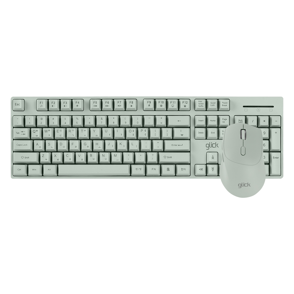 지클릭커 오피스프로 WMK60 스탠다드 M 무선 키보드 인체 공학 무소음 마우스 키스킨 포함 세트 그린 - 상세 이미지 2