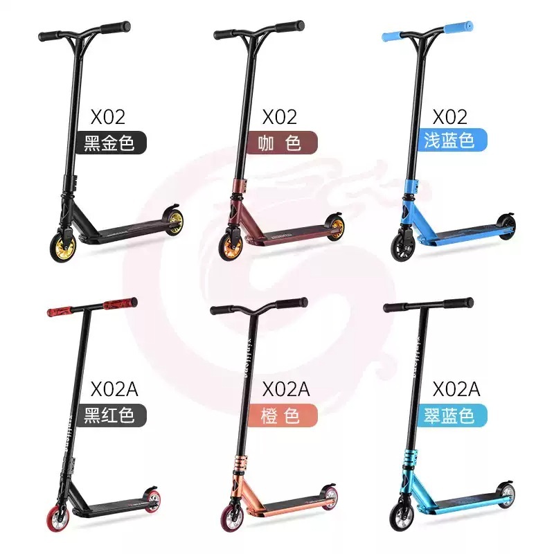 스턴트스쿠터 묘기용 어른용 묘기 두발킥보드 핸들바회전 흑적 X02AT 85CM - 상세 이미지 4