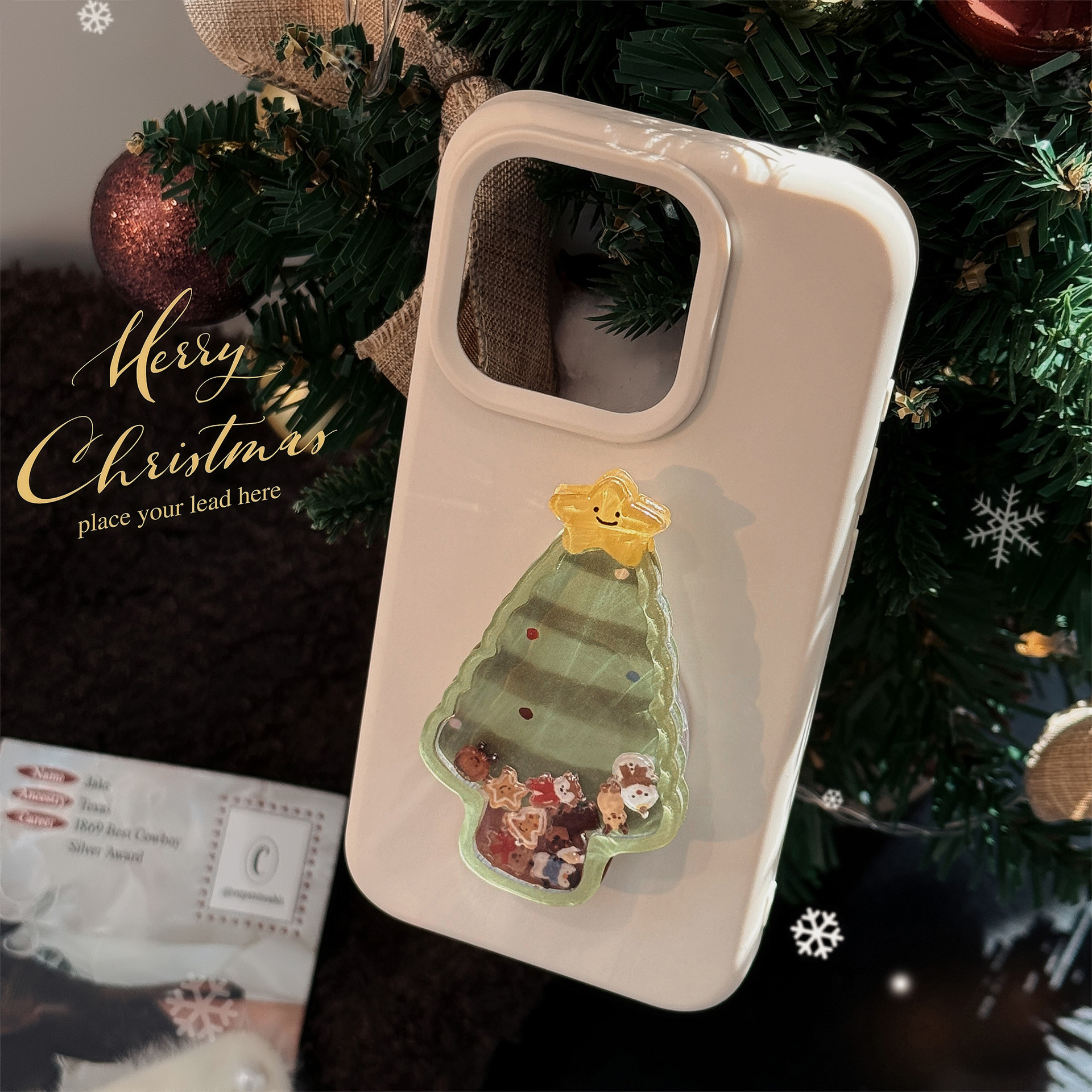 크리스마스트리 스마트톡 홀더 스탠드형 아이폰17 iPhone16 아이폰14 15 Pro Max 13 휴대폰케이스 - 상세 이미지 3