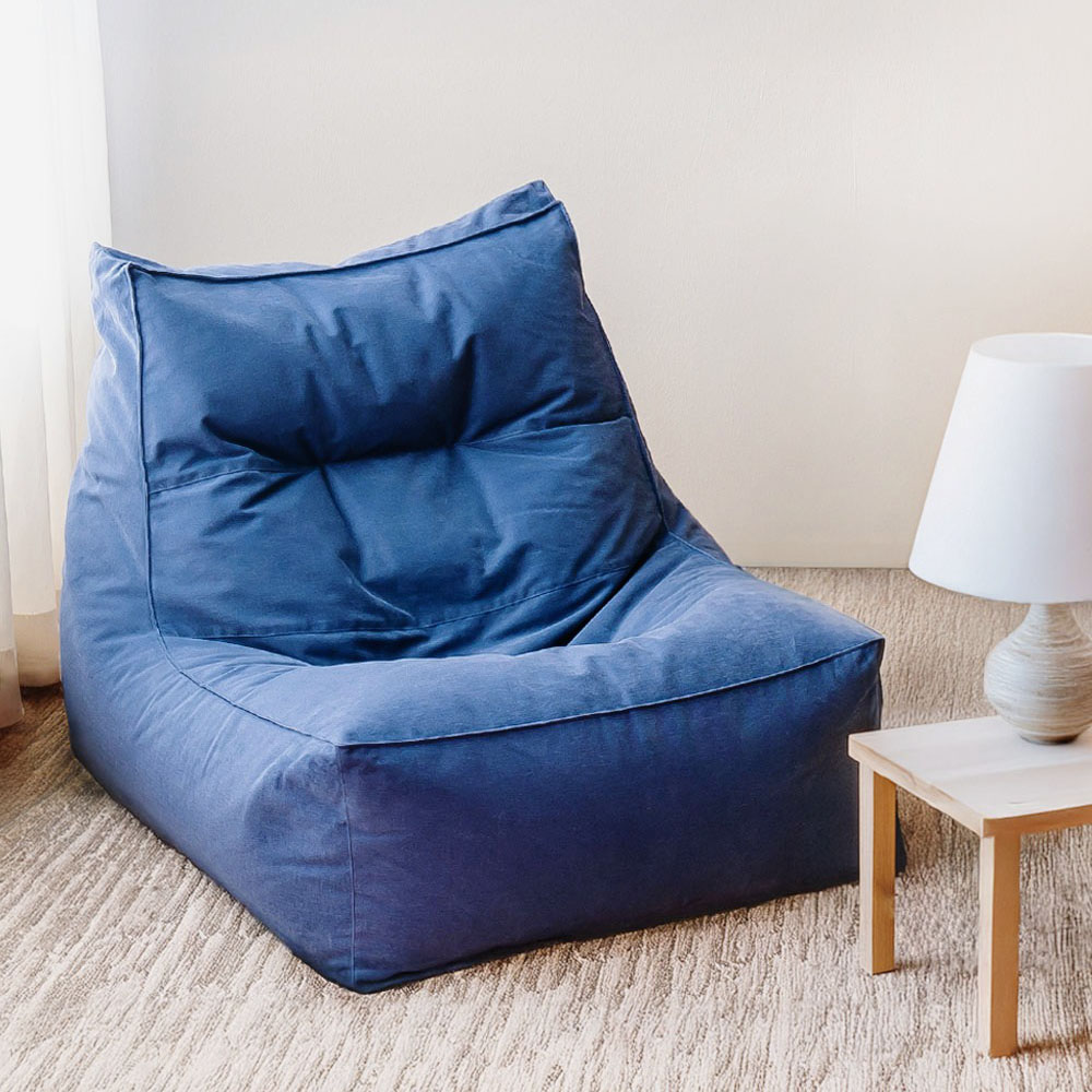 폴리몰리 빈백소파 1인용 대형 607C 코튼 좌식 쇼파, 클래식 블루 (메시속커버, 선택안함)