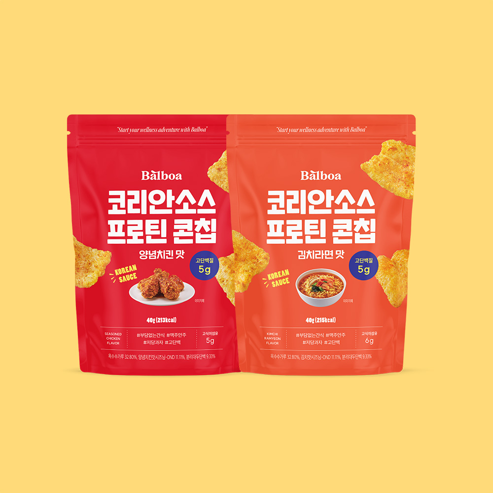 발보아 저당 프로틴 콘칩 양념치킨 김치라면 40g 2종 - 상세 이미지 3