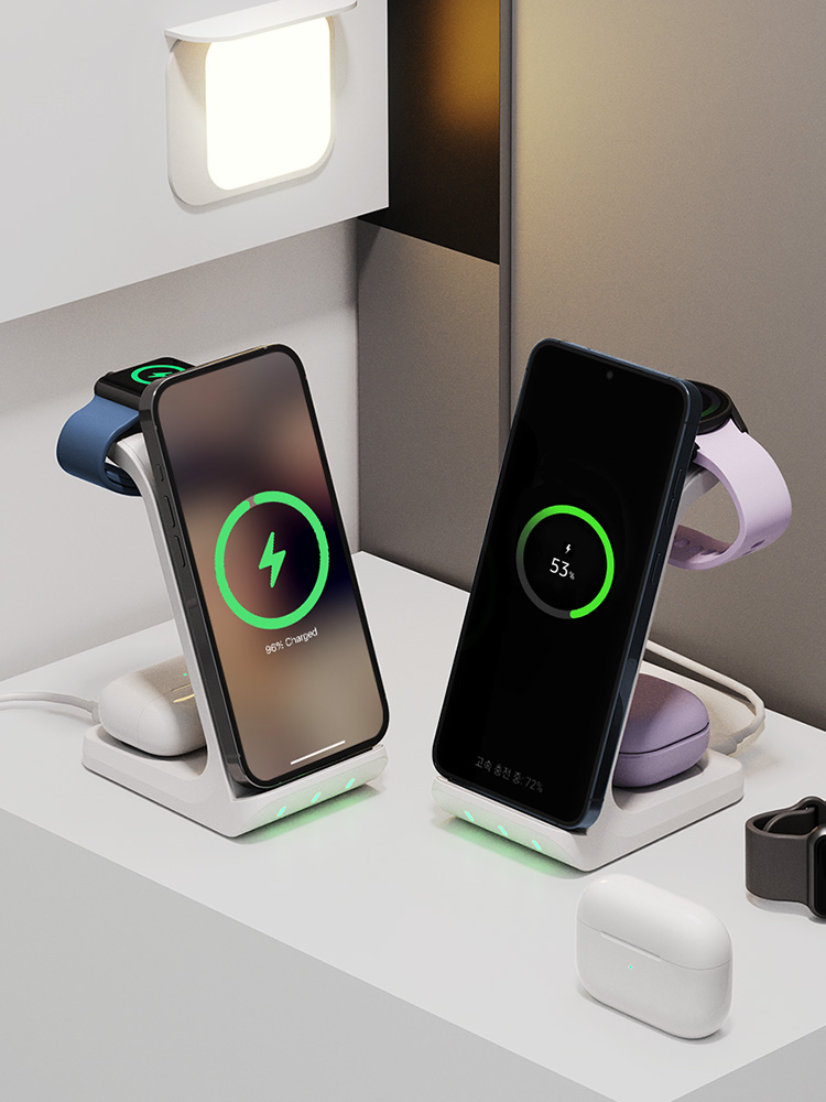 알로코리아 3in1 프로 갤럭시 아이폰 올인원 고속 무선 충전기 UC320WA