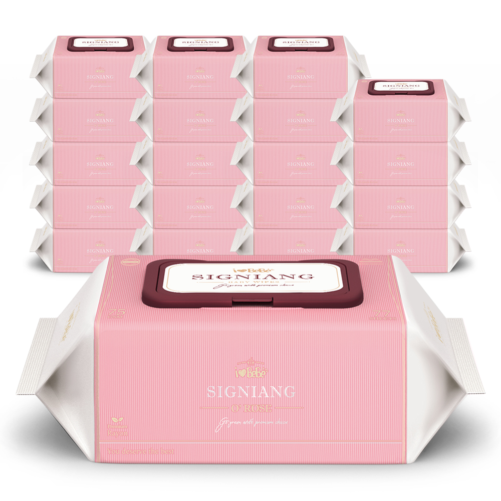 아이러브베베 시그니앙 오로즈 아기물티슈 캡형 20팩 77매 75g 고평량 도톰한 엠보