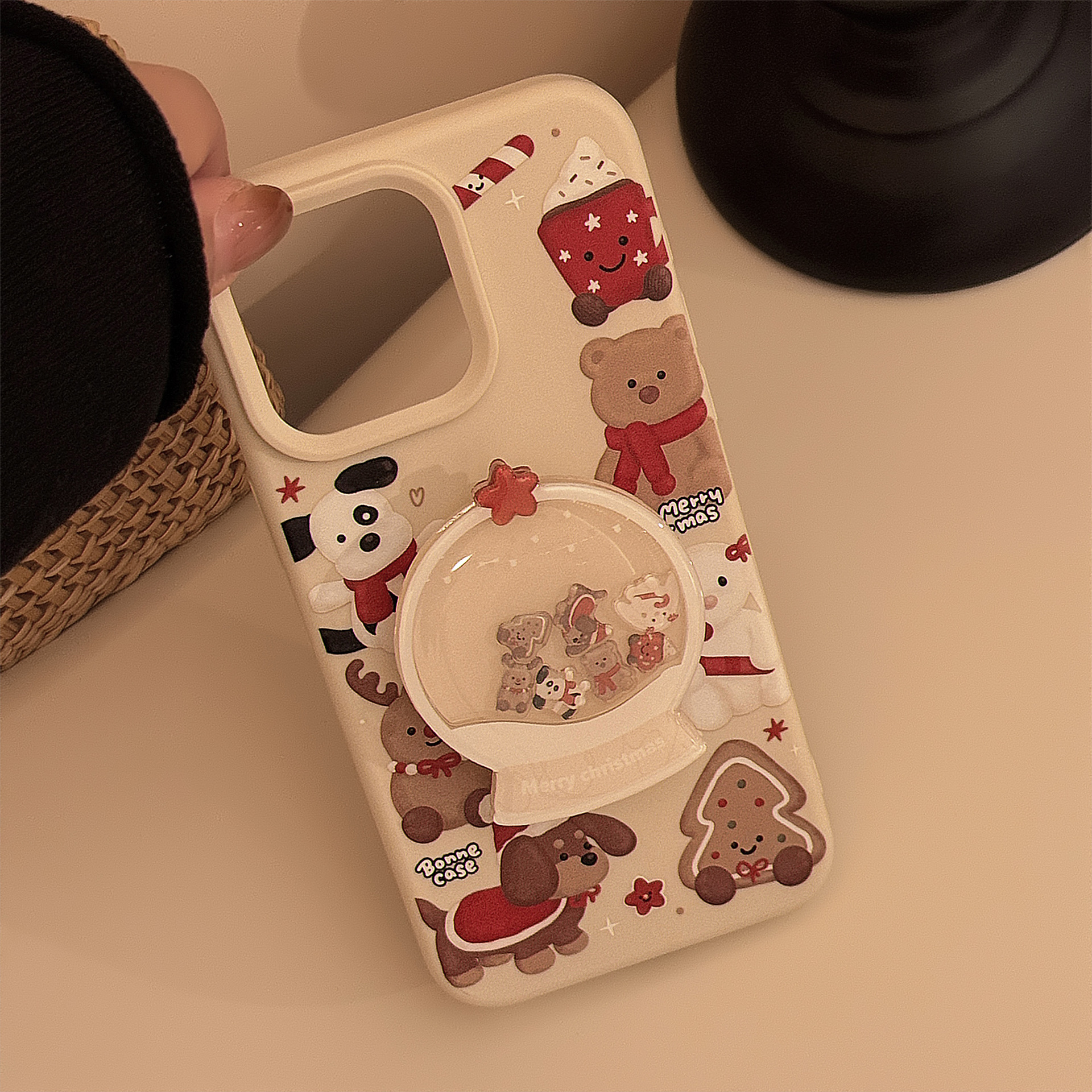 [4Style] 크리스마스 스노우볼 캐릭터 스마트톡 홀더 iPhone16 아이폰15 Pro Max 14 Pro Max 13 휴대폰 케이스 - 상세 이미지 2