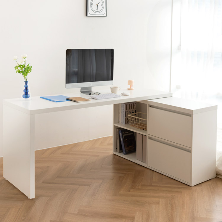 e스마트 와이즈 1인용 ㄱ자 책상세트 1400