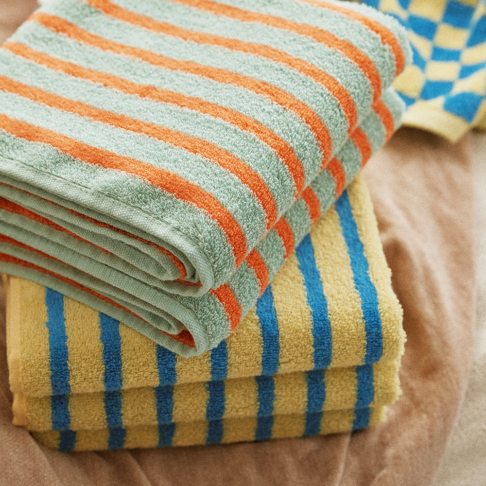 코튼리빙 뱀부얀 혼방 스트라이프 디자인 호텔 수건 2장+2장 고급 인테리어 타올