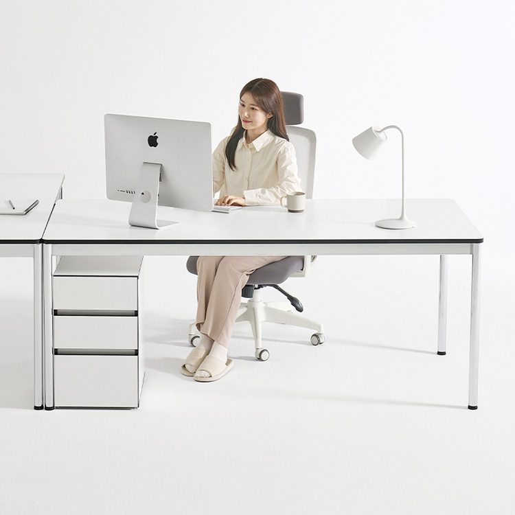 e스마트 코지 데스크 라운드모서리 책상세트 1200x600 화이트 프레임 이미지 6