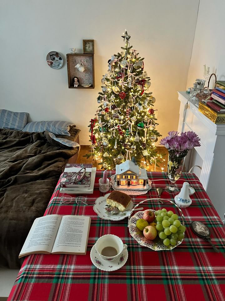 (광목파우치증정)노엘 크리스마스 테이블보 헤링본 기모 타탄체크 식탁보 덮개 캠핑