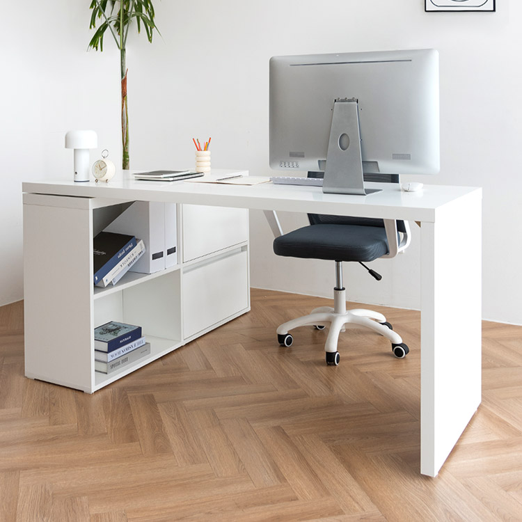 e스마트 와이즈 1인용 ㄱ자 책상세트 1400