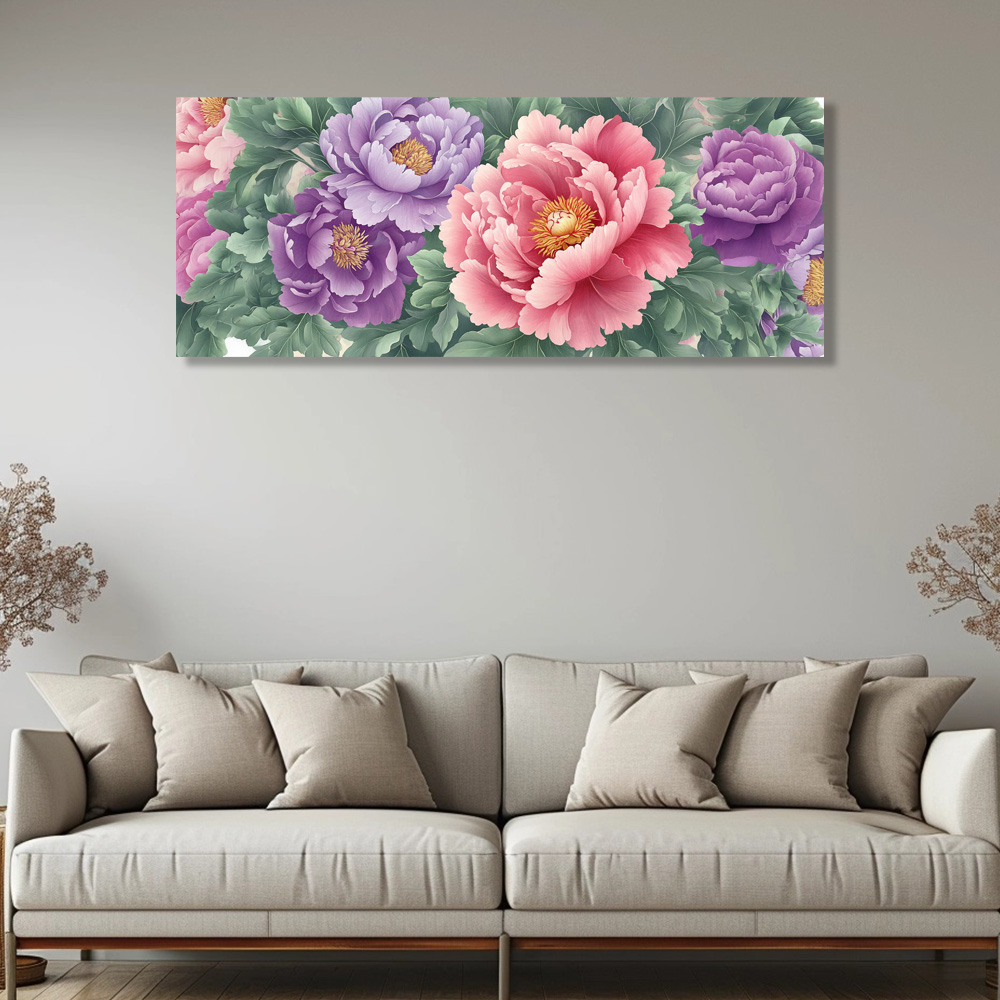 화사한모란 150x60cm 캔버스액자 모란꽃 - 상세 이미지 3