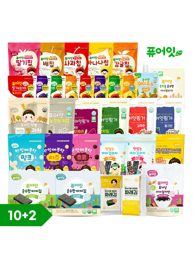 퓨어잇 아기과자 유기농 백미 떡뻥 쌀과자 외 56종 아이 간식 과일칩 롱스틱
