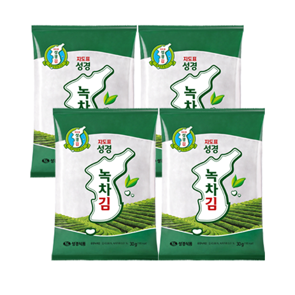 [성경김본사] 지도표 잘라먹는 녹차 전장김 30g, 4개 - 상품 이미지