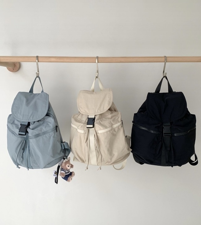 나일론 경량 가벼운 투포켓 버클 백팩 여성 캐쥬얼 여행가방