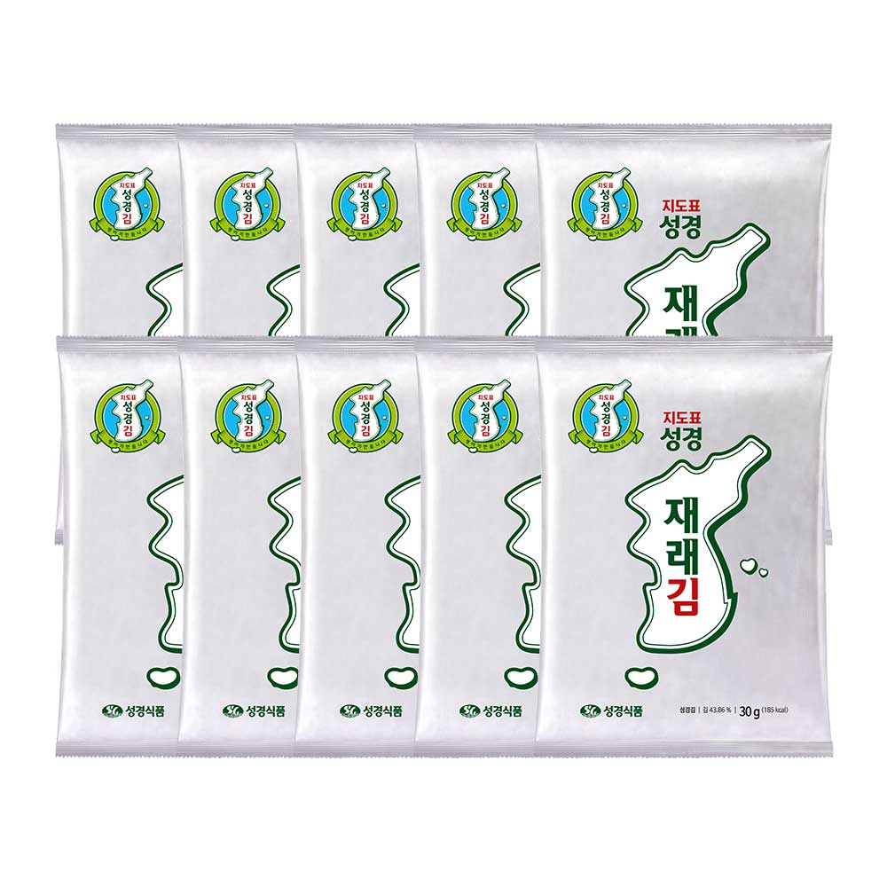 [성경김본사] 지도표 잘라먹는 재래 전장김 30g, 10개