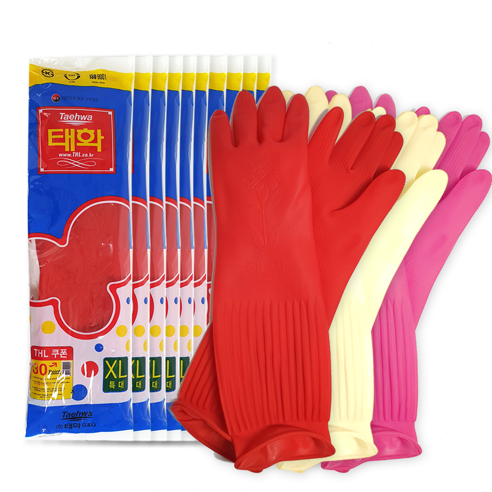 태화 고무장갑 10개 특대 XL 라텍스 김장 설거지 고무장갑 주방