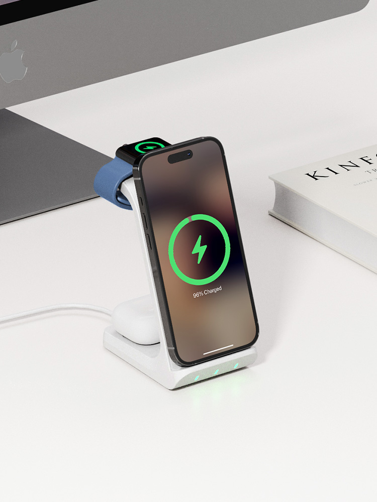 알로코리아 3in1 프로 갤럭시 아이폰 올인원 고속 무선 충전기 UC320WA