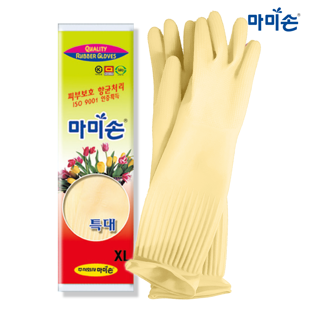 마미손 특특대 고무장갑 식품조리용 라텍스 화이트 XXL 아이보리 빅사이즈 - 상세 이미지 2