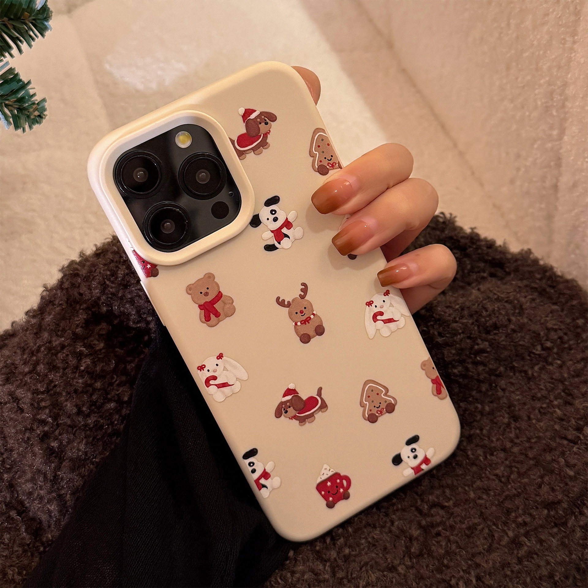 [2Style] 크리스마스트리 쿠키 스마트톡 홀더 스탠드형 아이폰17 iPhone16 아이폰14 15 Pro Max 13 강아지 패턴 휴대폰케이스 - 상세 이미지 5