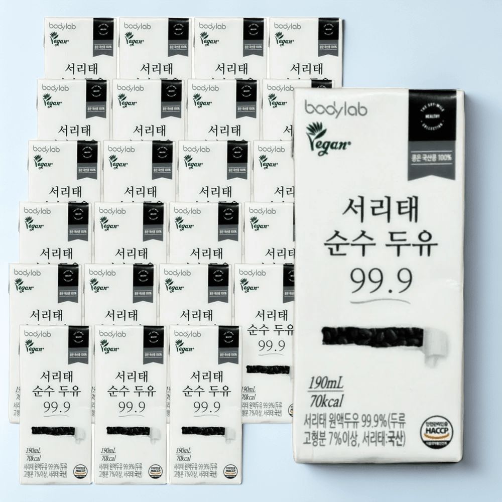 바디랩 서리태 두유 콩물 국산 서리태 콩 순수두유 99.9 190ml 24개 고단백 부모님선물 건강식 : TENDENCE KOREA