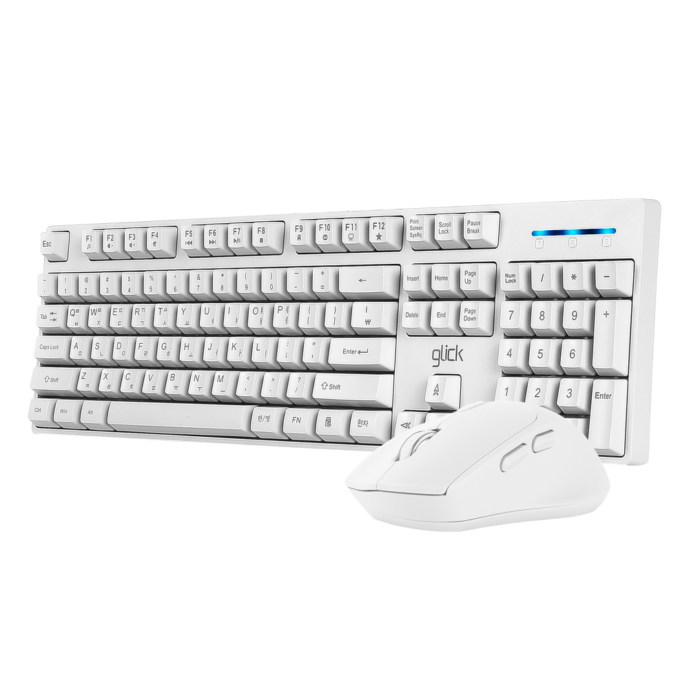 지클릭커 오피스프로 WMK60 스탠다드 M 무선 키보드 인체 공학 무소음 마우스 키스킨 포함 세트 화이트 - 상세 이미지 3