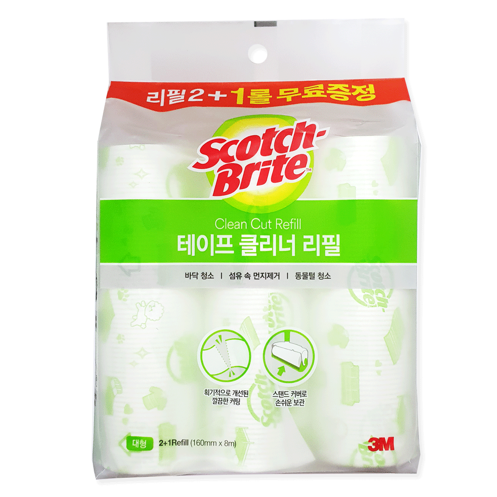 3M 돌돌이 테이프클리너 고양이 옷먼지제거 스카치브라이트 롤클리너 머리카락청소 밀대 대형 - 상세 이미지 2