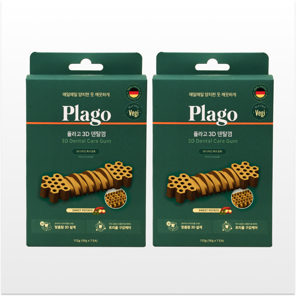 플라고 강아지덴탈껌 양치 치석 입냄새 제거 3D 스케일링껌 오리지널 7개입 1+1
