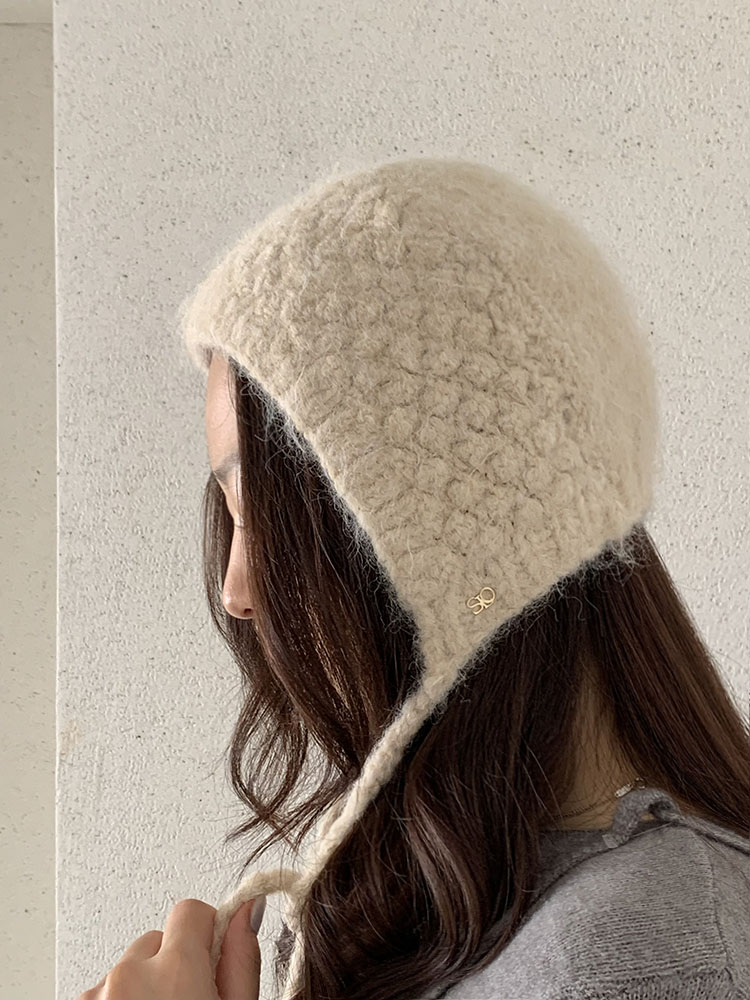 [KC인증/무배] 와플 니트 보넷 - 여성 헤어스카프 두건 바라클라바 꽈배기 귀마개 귀도리